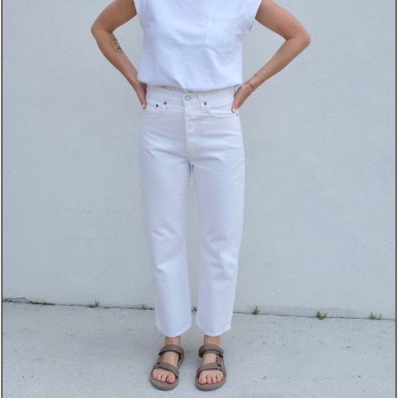 Agolde 90s Crop Mid Rise Size 24, Colour Salt. NWT - Picture 1 of 6